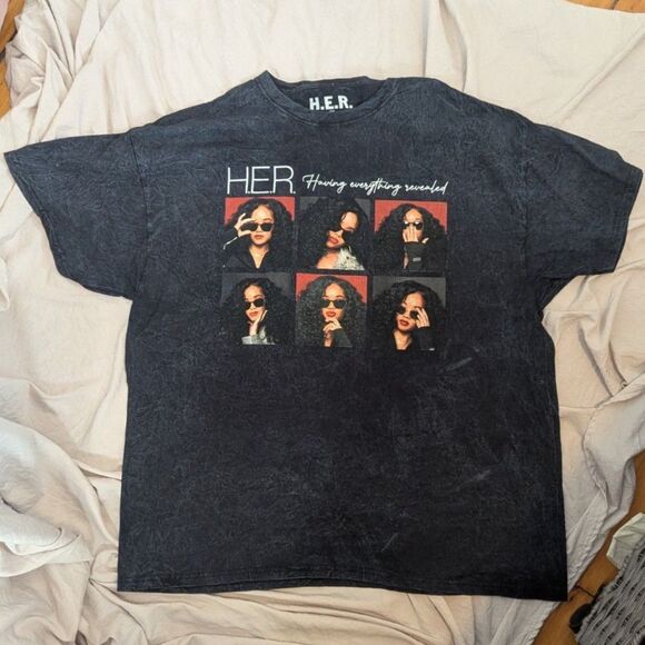 H.E.R. "Having Everything Revealed" Distressed T-Shirt - Picture 1 of 4